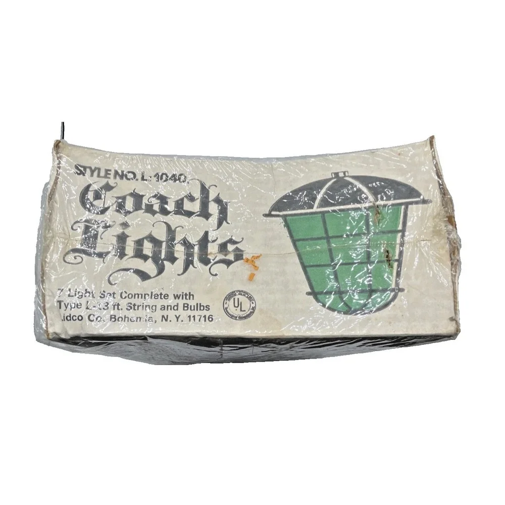 Vintage Set of 7 Coach Lamp String Lights Patio Outdoor RV Deck Display Made USA